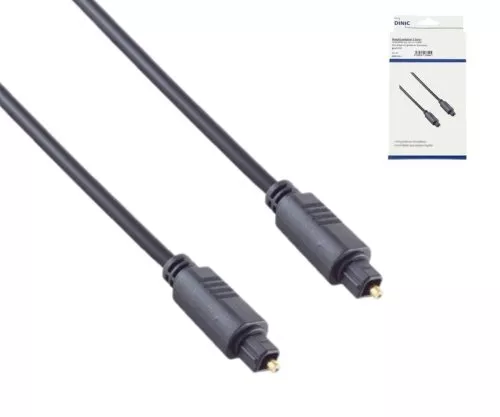 DINIC Toslink Kabel, 4mm Ø, Stecker aus PVC, Kontakte vergoldet, schwarz, Länge 2,00m, DINIC Box